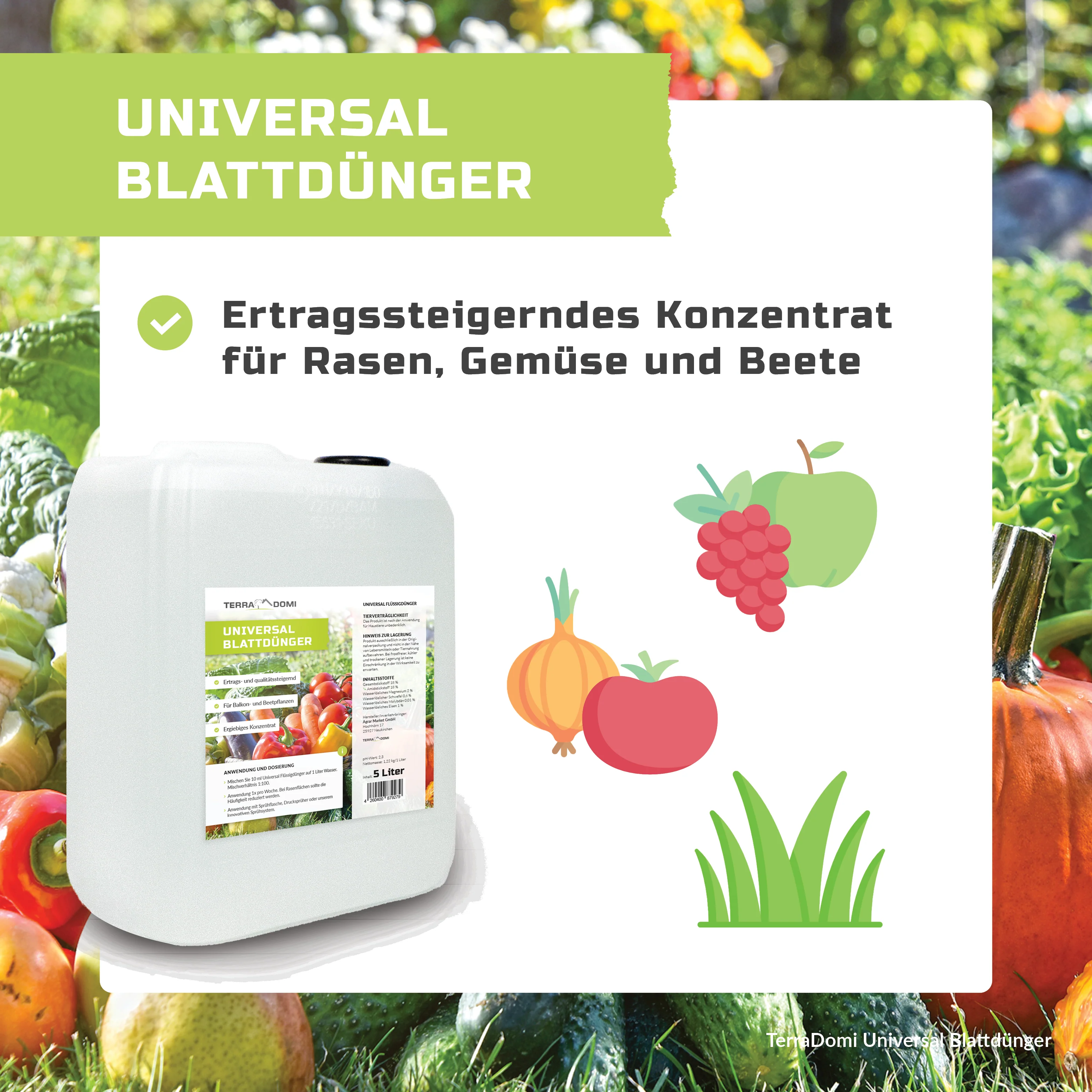 TerraDomi Blattdünger Universal | Konzentrat für Rasen, Gemüse und Beete | Spezialdünger - Image 5