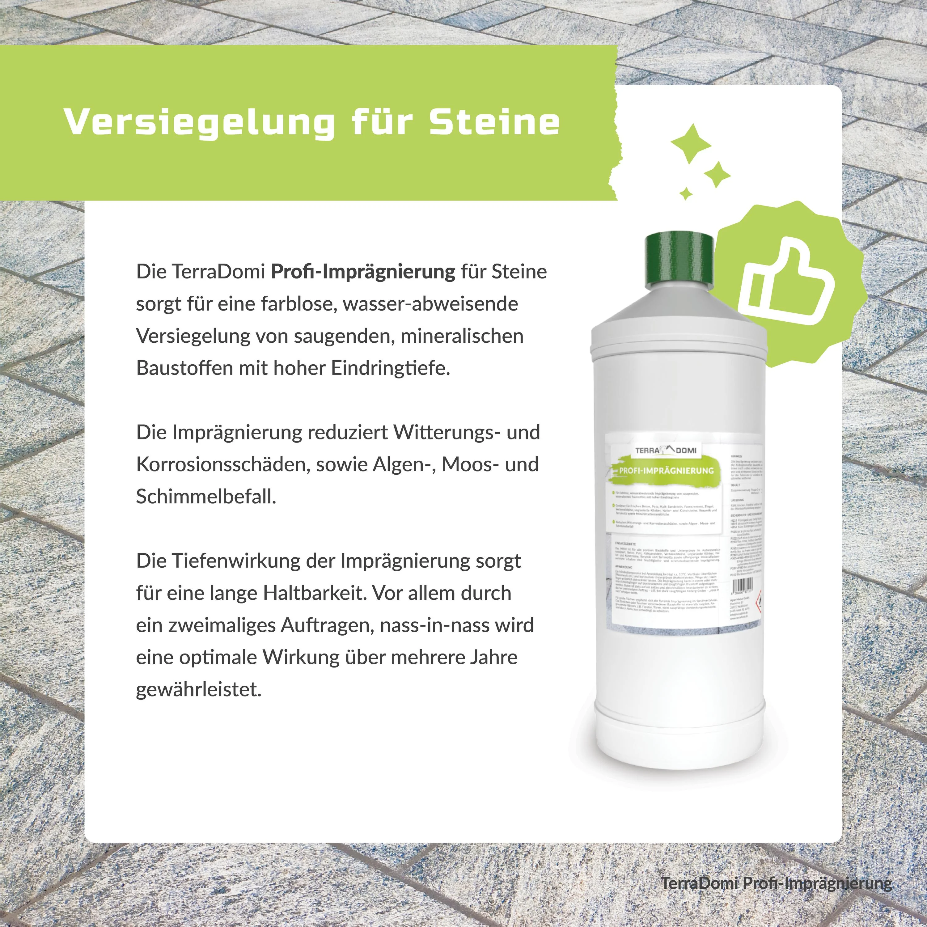 TerraDomi Steinimprägnierung 1 Liter anwendungsfertig | Hochwertige Steinversiegelung - Image 5