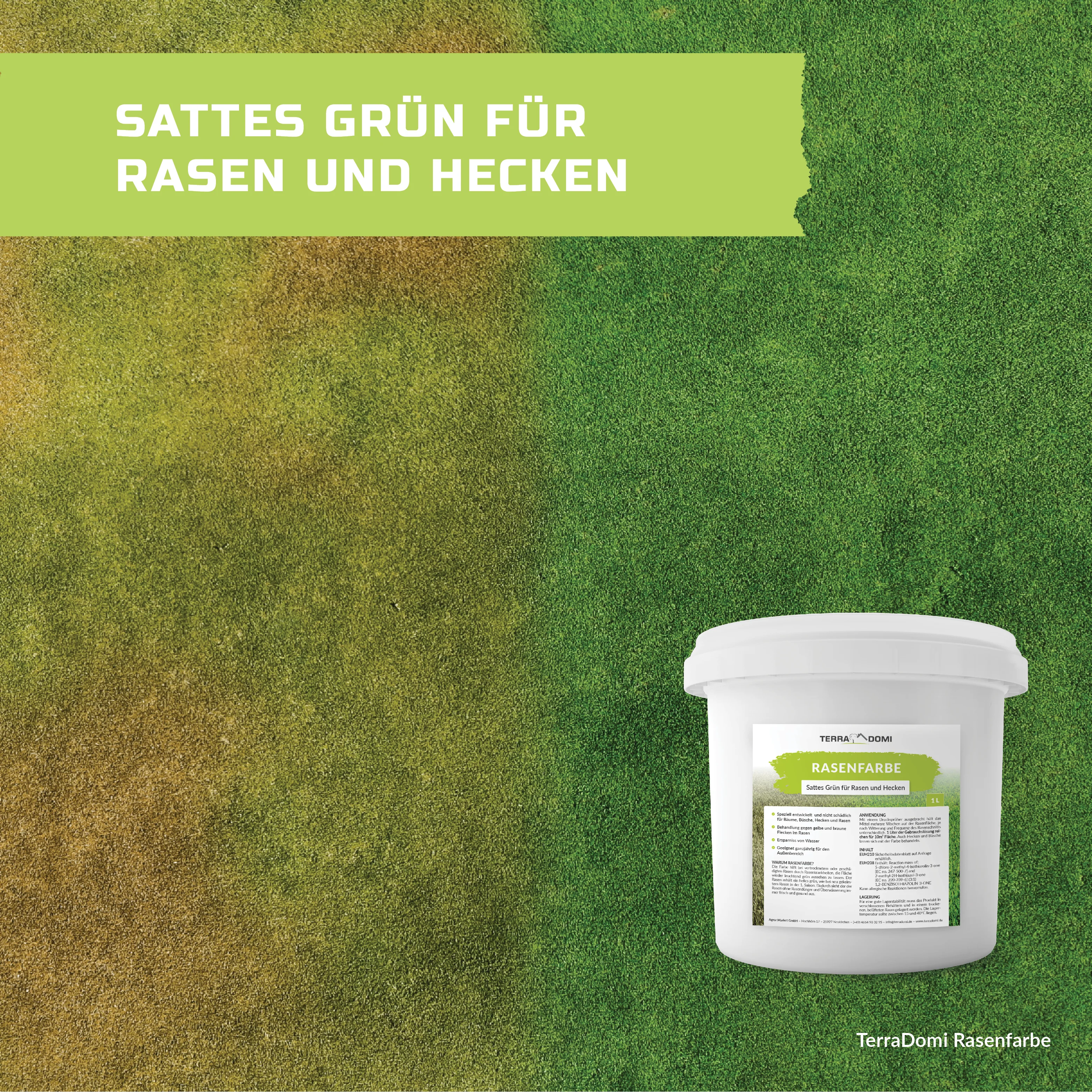 TerraDomi Rasenfarbe | grüne Farbe gegen braune und gelbe Stellen | für Hecken und Rasen - Image 4