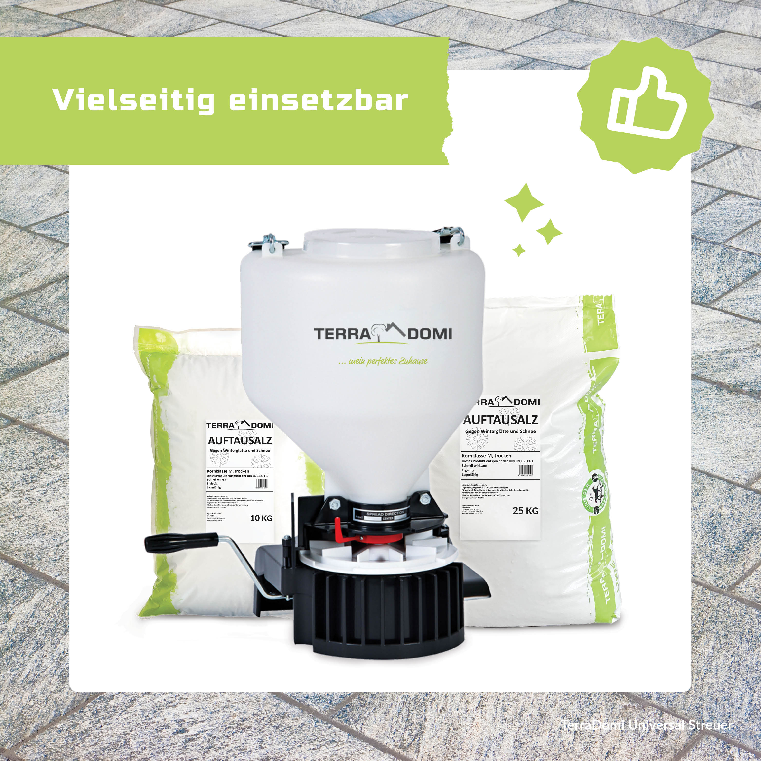 TerraDomi Universal Streuer | Streugerät für Dünger, Saatgut & Streusalz | 9L Behälter - Image 3
