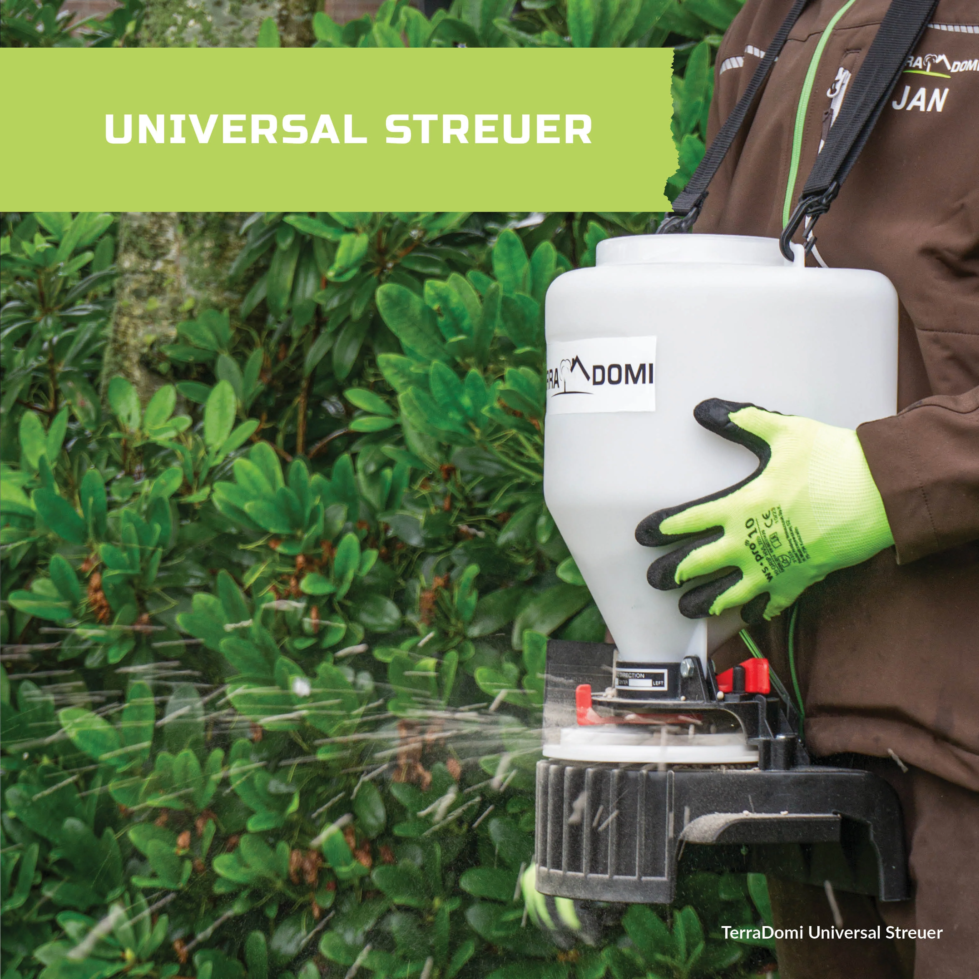 TerraDomi Universal Streuer | Streugerät für Dünger, Saatgut & Streusalz | 9L Behälter - Image 4
